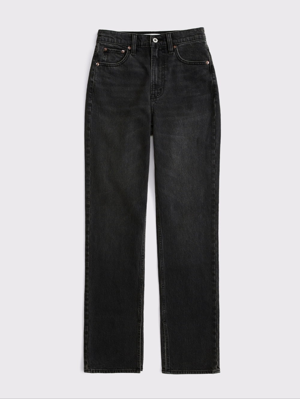 A&F Curve Love 90s Straight Ultra High Rise Jeans Washed Black Size 31/12 Short